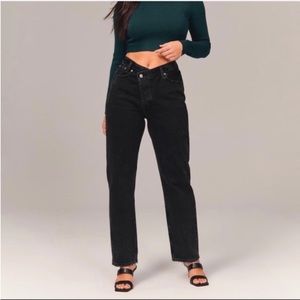 Abercrombie and Fitch Curve Love The Dad High Rise Criss Cross Denim Jeans